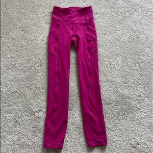 Pink lululemon leggings (not sure exact name of color possibly sonic pink)